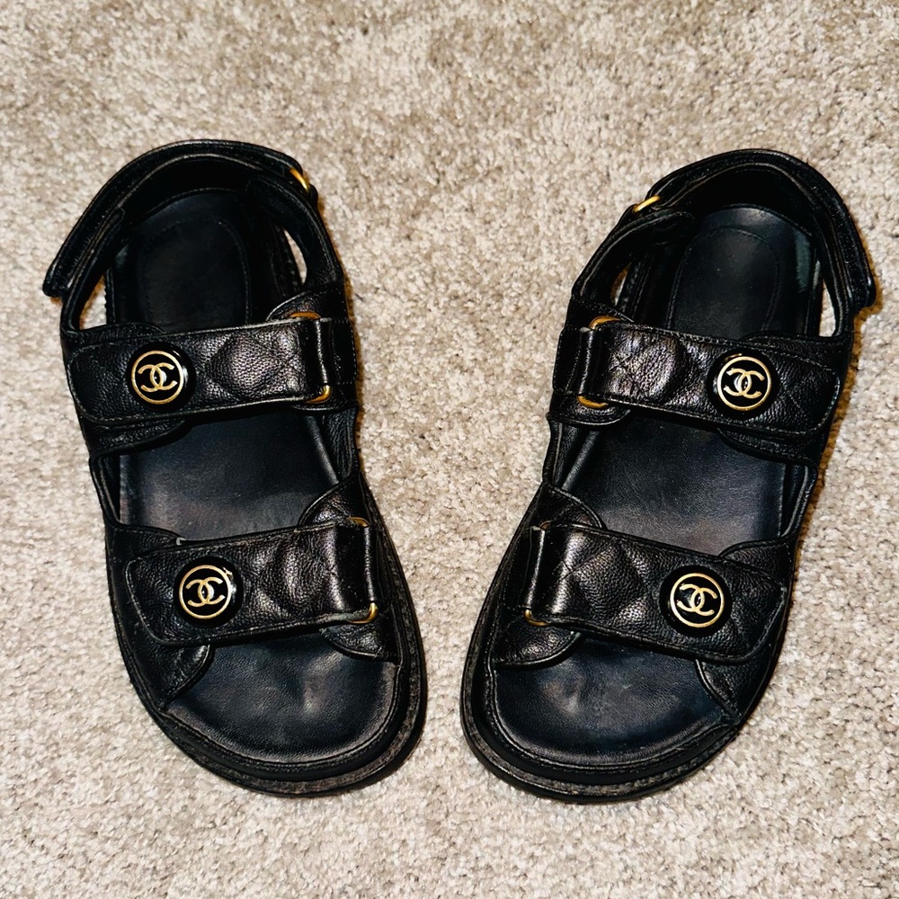 Authentic Chanel Chunky CC Logo Sandals